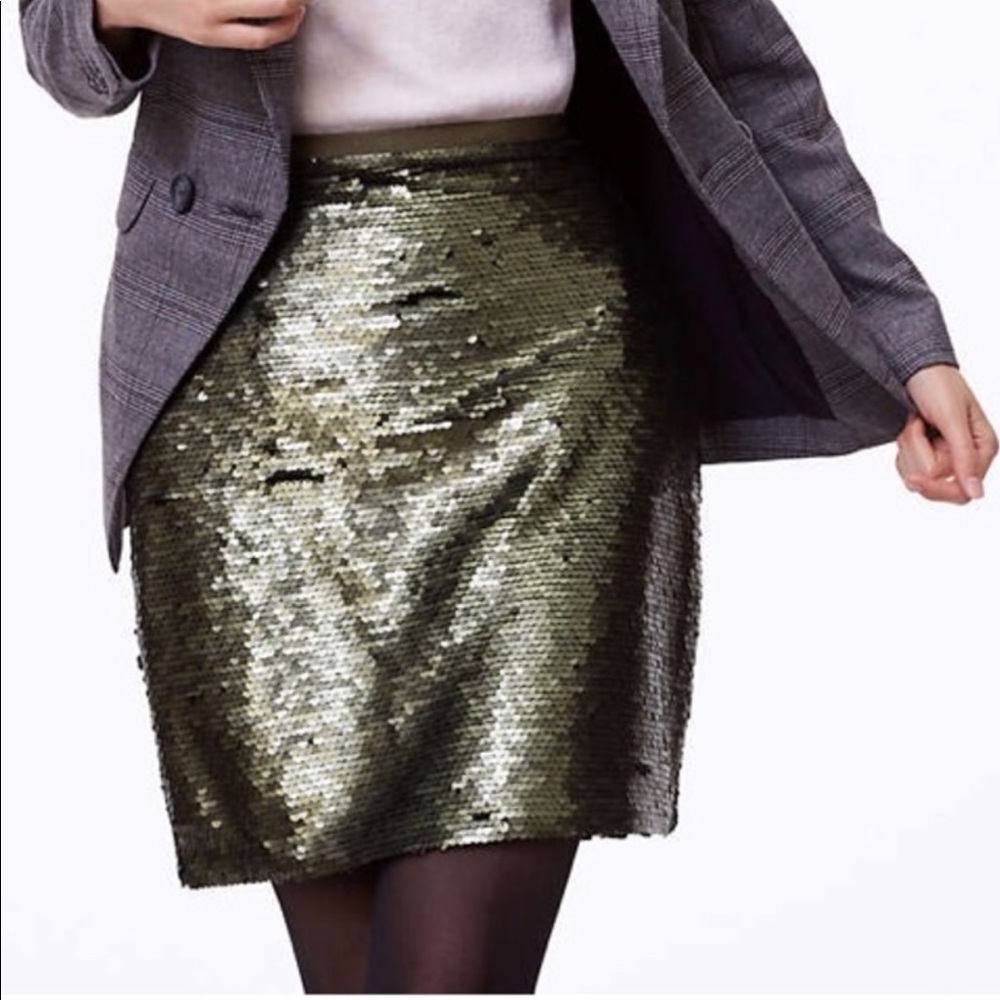 NWT Ann Taylor Green Sequin Skirt